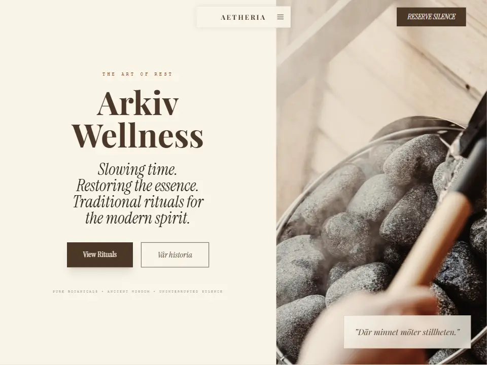 Startsidan i mallen Archival Stillness