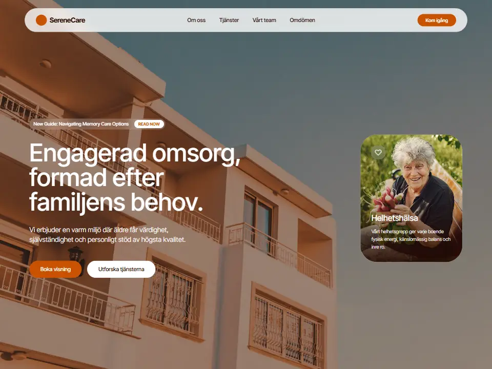 Startsidan i mallen Aura & Earth