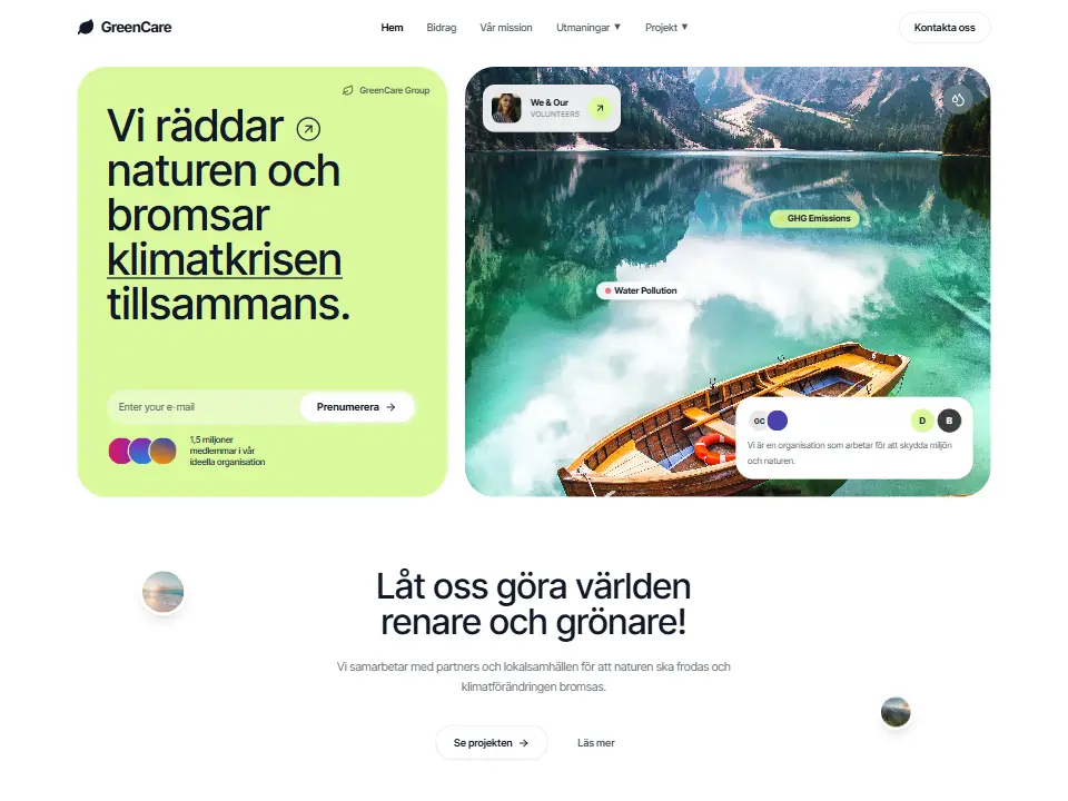 Startsidan i mallen Eco-Fluid Modernism