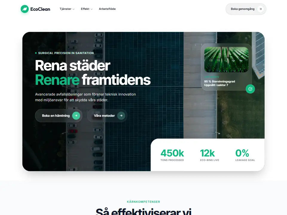 Startsidan i mallen EcoClean System