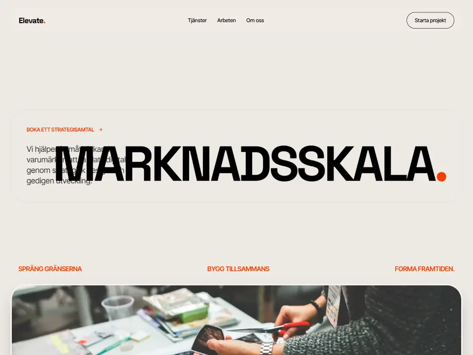Startsidan i mallen Elevate Design System