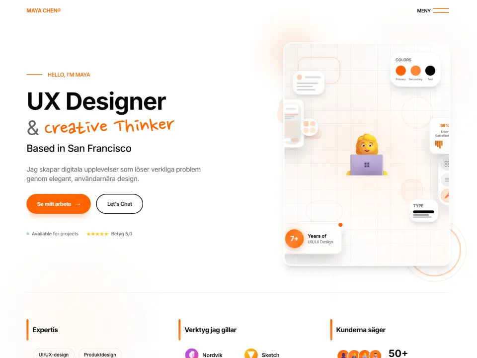 Startsidan i mallen Maya Chen Design System