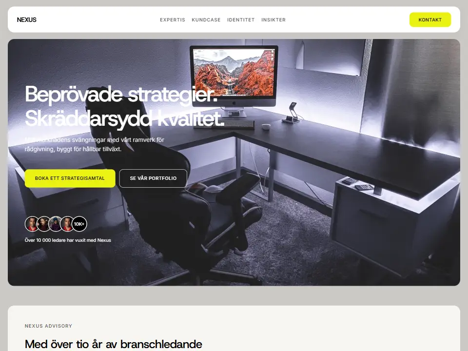 Startsidan i mallen Nexus Architectural System