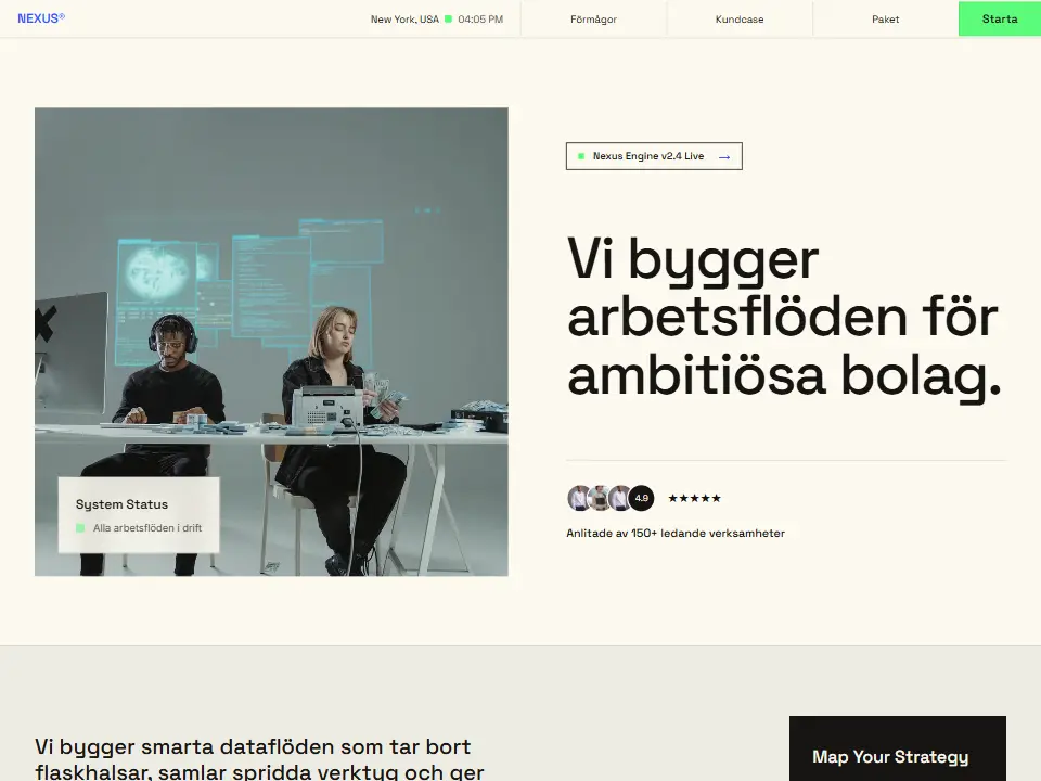 Startsidan i mallen Nexus Intelligent Systems
