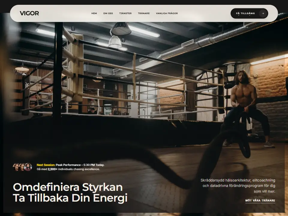 Startsidan i mallen Vigor Core