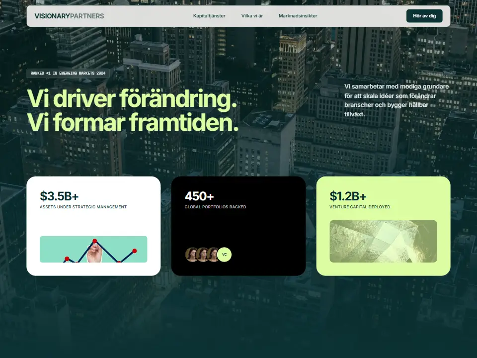 Startsidan i mallen Visionary Modern Capital